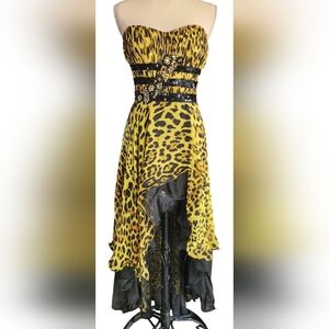 Cassandra Stone by Mac Duggal Animal Print Hi-low Chiffon Formal Dress Women's 6